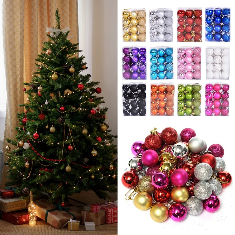 Hanging Christmas Balls Ornament Plastic Christmas Tree (24pcs/set)