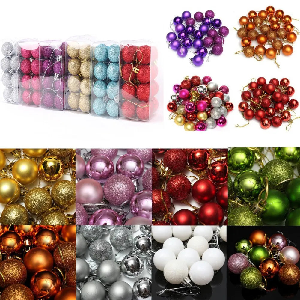 Hanging Christmas Balls Ornament Plastic Christmas Tree (24pcs/set)